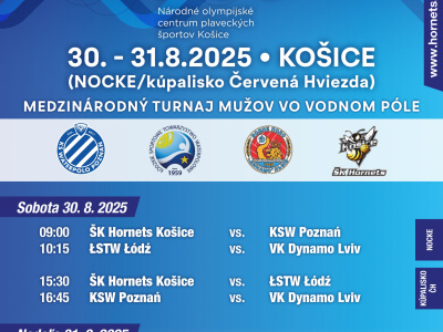 Medzinárodný vodnopólový turnaj mužov O POHÁR NOCKE v závere augusta v Košiciach